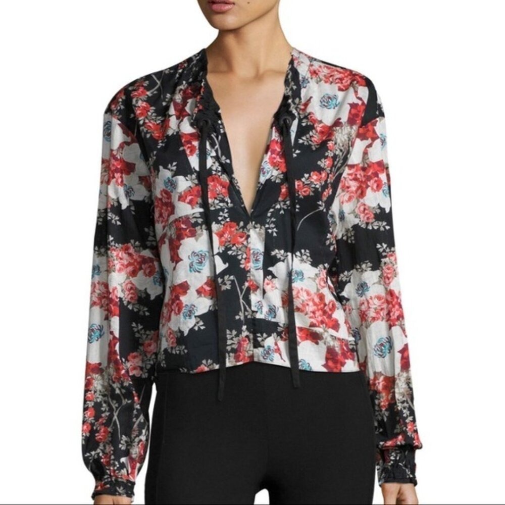 Rag & Bone Verna Floral Patchwork Blouse Size XS Cotton Long‎ Sleeve